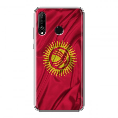 Дизайнерский силиконовый чехол для Huawei P30 Lite Флаг Киргизии