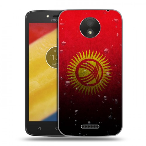 Дизайнерский пластиковый чехол для Motorola Moto C Plus Флаг Киргизии