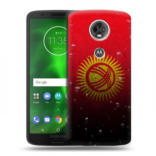 Дизайнерский пластиковый чехол для Motorola Moto E5 Plus Флаг Киргизии