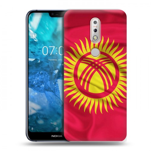 Дизайнерский пластиковый чехол для Nokia 7.1 Флаг Киргизии
