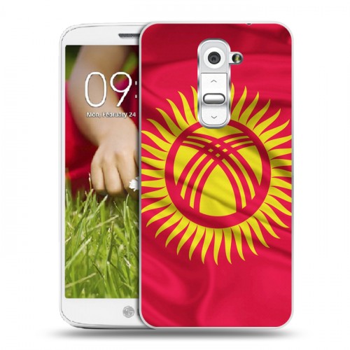 Дизайнерский пластиковый чехол для LG Optimus G2 mini Флаг Киргизии