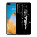 Дизайнерский силиконовый с усиленными углами чехол для Huawei P40 Хищные джентльмены