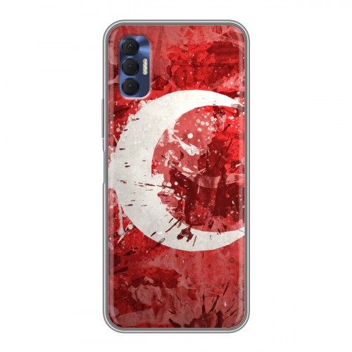 Дизайнерский силиконовый с усиленными углами чехол для Tecno Spark 8P Флаг Турции