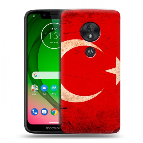 Дизайнерский пластиковый чехол для Motorola Moto G7 Play Флаг Турции