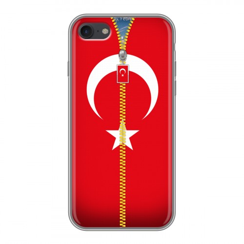Дизайнерский силиконовый с усиленными углами чехол для Iphone 7 Флаг Турции