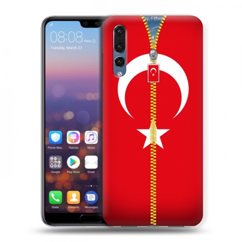 Дизайнерский силиконовый с усиленными углами чехол для Huawei P20 Pro Флаг Турции