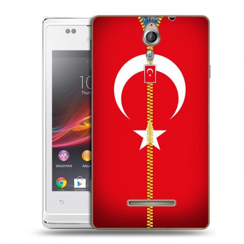 Дизайнерский пластиковый чехол для Sony Xperia E Флаг Турции