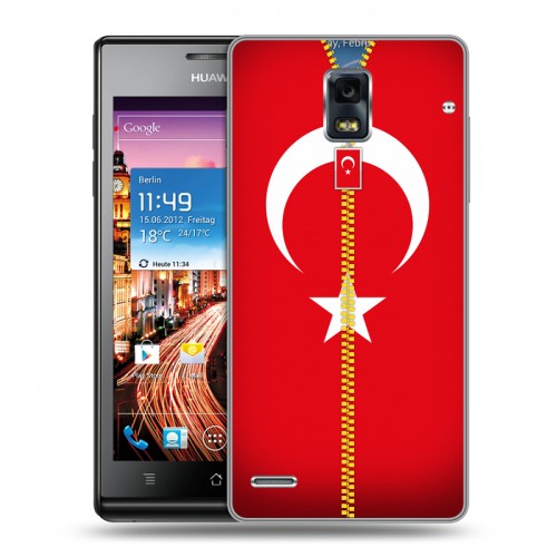 Дизайнерский пластиковый чехол для Huawei Ascend P1 Флаг Турции