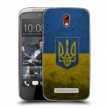 Дизайнерский пластиковый чехол для HTC Desire 500 Флаг Украины