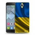 Дизайнерский пластиковый чехол для Alcatel One Touch Idol X Флаг Украины