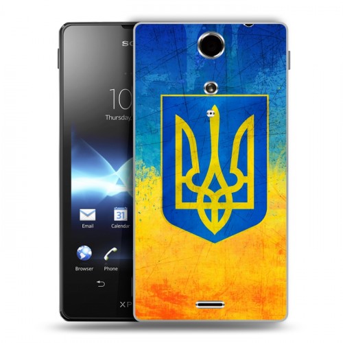 Дизайнерский пластиковый чехол для Sony Xperia TX Флаг Украины