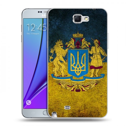 Дизайнерский пластиковый чехол для Samsung Galaxy Note 2 Флаг Украины