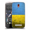 Дизайнерский пластиковый чехол для HTC Desire 500 Флаг Украины