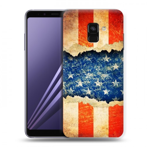 Дизайнерский пластиковый чехол для Samsung Galaxy A8 (2018) Флаг США