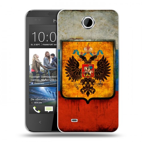 Дизайнерский пластиковый чехол для HTC Desire 300 Российский флаг