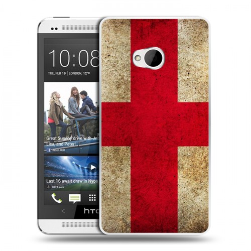 Дизайнерский пластиковый чехол для HTC One (M7) Dual SIM Флаг Грузии