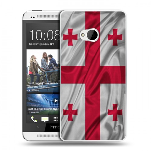 Дизайнерский пластиковый чехол для HTC One (M7) Dual SIM Флаг Грузии