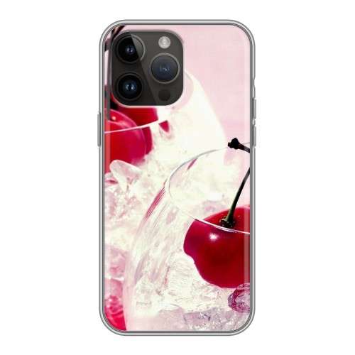 Дизайнерский силиконовый с усиленными углами чехол для Iphone 14 Pro Max Вишня