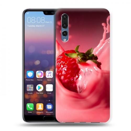 Дизайнерский силиконовый с усиленными углами чехол для Huawei P20 Pro Клубника