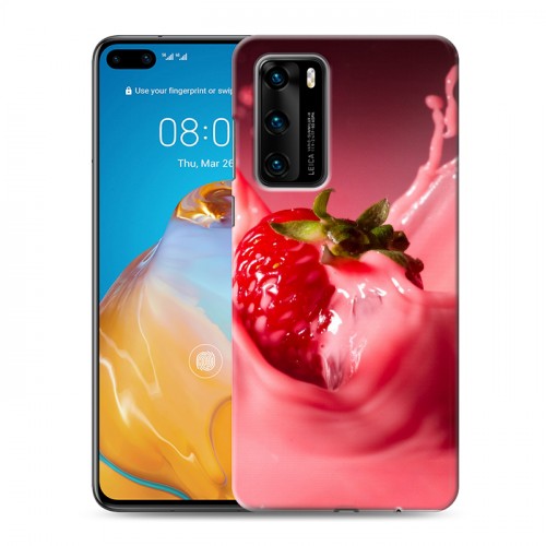 Дизайнерский пластиковый чехол для Huawei P40 Клубника