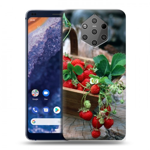 Дизайнерский силиконовый чехол для Nokia 9 PureView Клубника