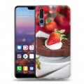 Дизайнерский силиконовый с усиленными углами чехол для Huawei P20 Pro Клубника