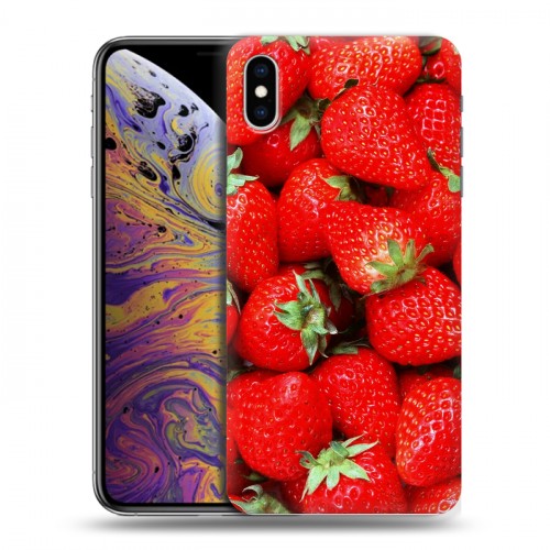 Дизайнерский силиконовый чехол для Iphone Xs Max Клубника