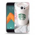 Дизайнерский пластиковый чехол для HTC 10 Кофе напиток