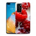 Дизайнерский силиконовый с усиленными углами чехол для Huawei P40 Малина