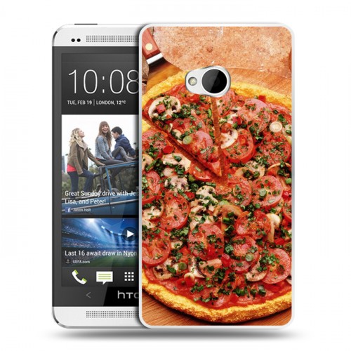 Дизайнерский пластиковый чехол для HTC One (M7) Dual SIM Пицца