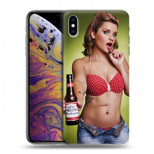 Дизайнерский силиконовый чехол для Iphone Xs Max Budweiser