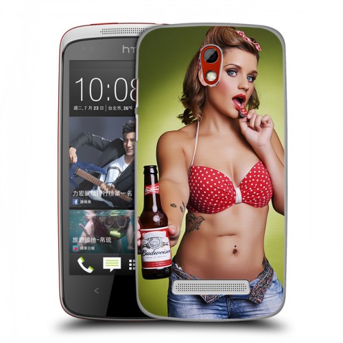 Дизайнерский пластиковый чехол для HTC Desire 500 Budweiser