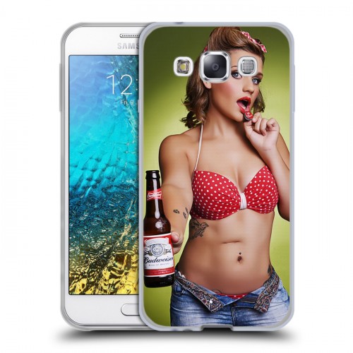 Дизайнерский пластиковый чехол для Samsung Galaxy E5 Budweiser