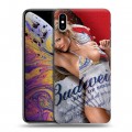 Дизайнерский силиконовый чехол для Iphone Xs Max Budweiser