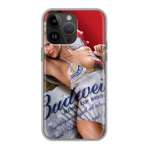 Дизайнерский силиконовый с усиленными углами чехол для Iphone 14 Pro Max Budweiser
