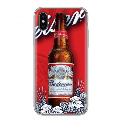 Дизайнерский силиконовый чехол для Iphone x10 Budweiser