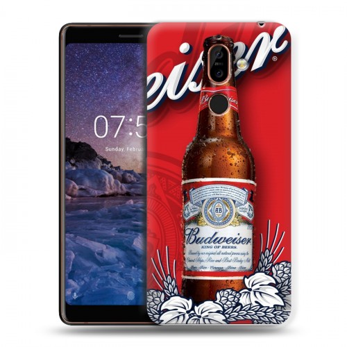 Дизайнерский пластиковый чехол для Nokia 7 Plus Budweiser