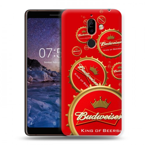 Дизайнерский пластиковый чехол для Nokia 7 Plus Budweiser