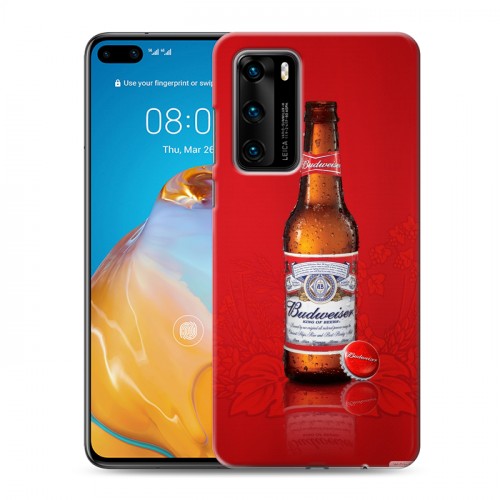 Дизайнерский силиконовый с усиленными углами чехол для Huawei P40 Budweiser