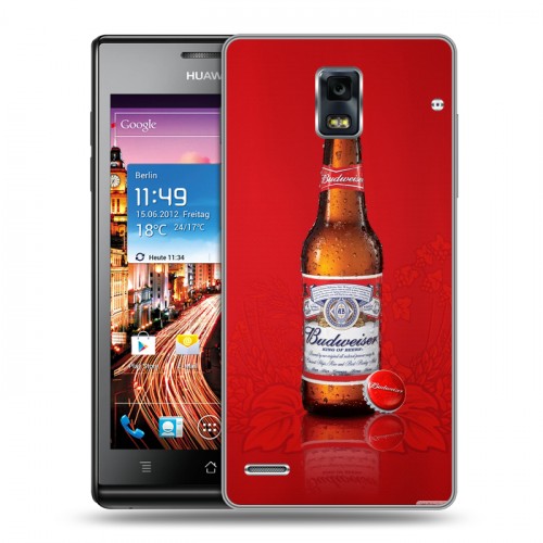 Дизайнерский пластиковый чехол для Huawei Ascend P1 Budweiser