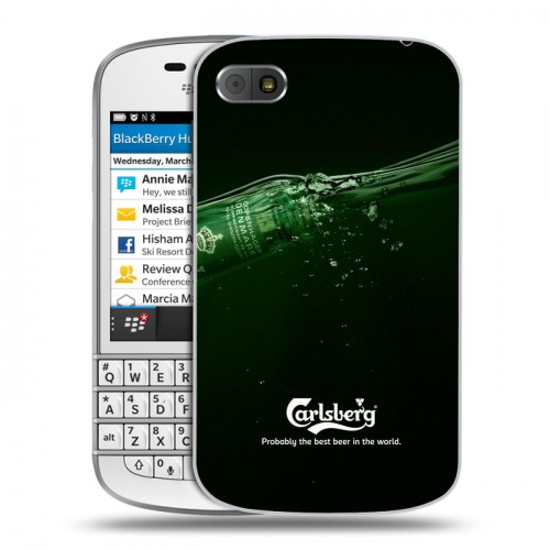 Дизайнерский пластиковый чехол для BlackBerry Q10 Carlsberg