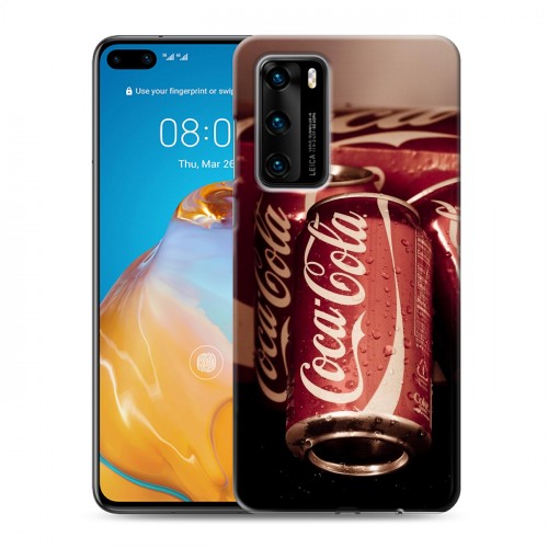 Дизайнерский силиконовый с усиленными углами чехол для Huawei P40 Coca-cola