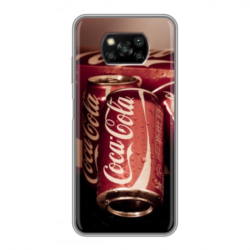 Дизайнерский силиконовый с усиленными углами чехол для Xiaomi Poco X3 Coca-cola