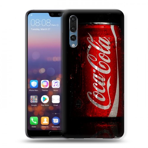 Дизайнерский силиконовый с усиленными углами чехол для Huawei P20 Pro Coca-cola