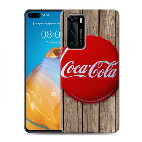 Дизайнерский силиконовый с усиленными углами чехол для Huawei P40 Coca-cola