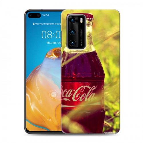 Дизайнерский силиконовый с усиленными углами чехол для Huawei P40 Coca-cola