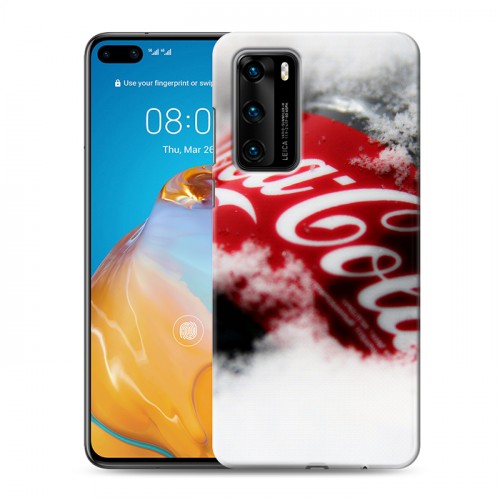 Дизайнерский силиконовый с усиленными углами чехол для Huawei P40 Coca-cola