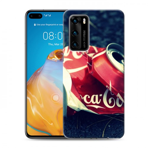 Дизайнерский силиконовый с усиленными углами чехол для Huawei P40 Coca-cola