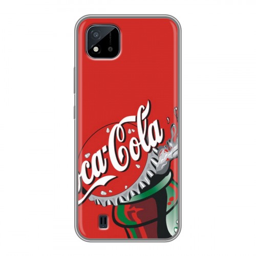 Дизайнерский силиконовый с усиленными углами чехол для Realme C20 Coca-cola