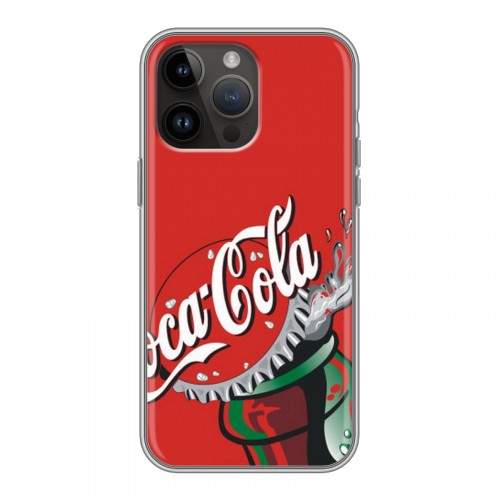 Дизайнерский силиконовый с усиленными углами чехол для Iphone 14 Pro Max Coca-cola